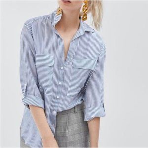 Zara navy striped button down